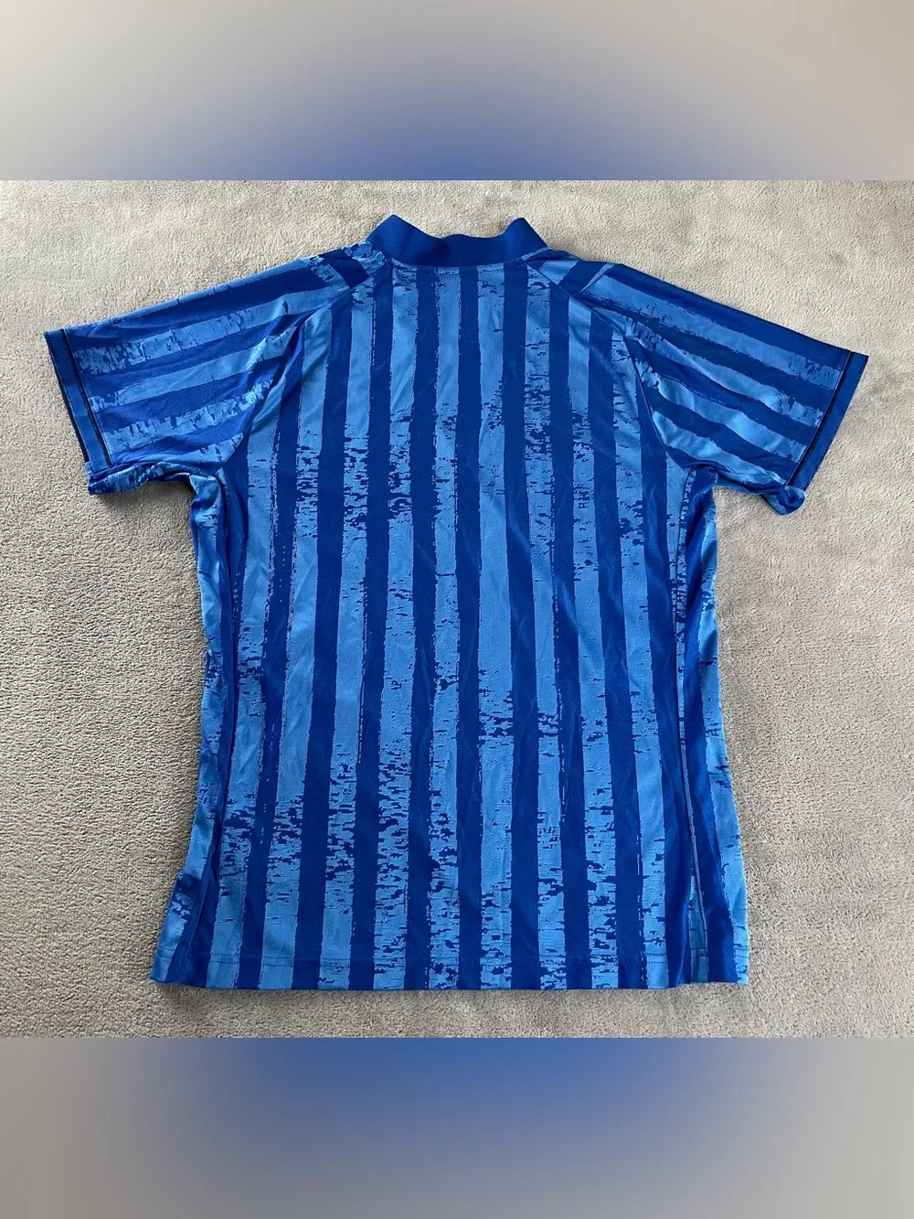 Team Adidas V Neck Soccer Style Jersey shirt Freelift Blue Stripes Mens L / M